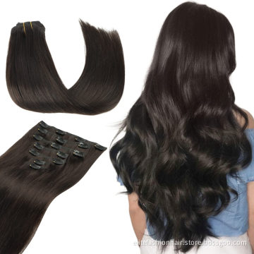 Healthy bouncy texture No shedding and tangle hair extensions clip in human hair extensions Remy Human clip in Hair extensions
